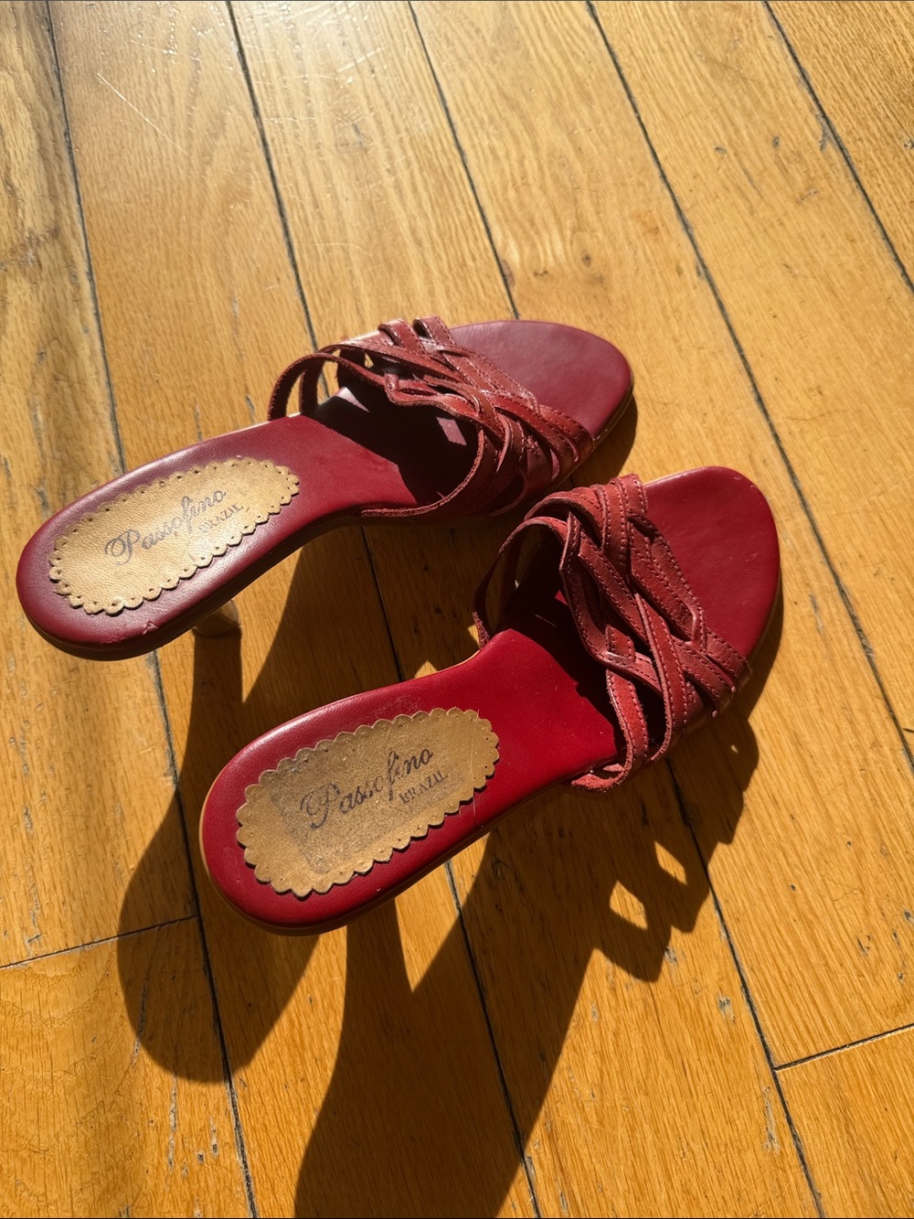 Red Strappy Slide Sandals